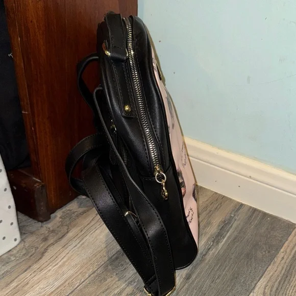 Betsey Johnson Vintage Pink and Black Yorkie Pattern Backpack - Picture 5 of 10